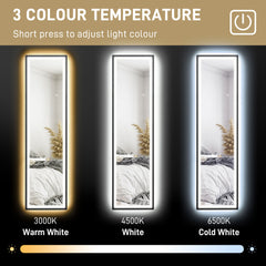 150 x 40cm Full Length Mirror, with Adjustable Lights - Black