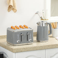 Electric Kettle and Toaster Set, 3000W 1.7L UK Strix Thermostat Rapid Boil Jug Kettle with Limescale Filter, Cool Touch Body, 4 Slice Toaster with 7 Browning Controls, Crumb Tray, Tan