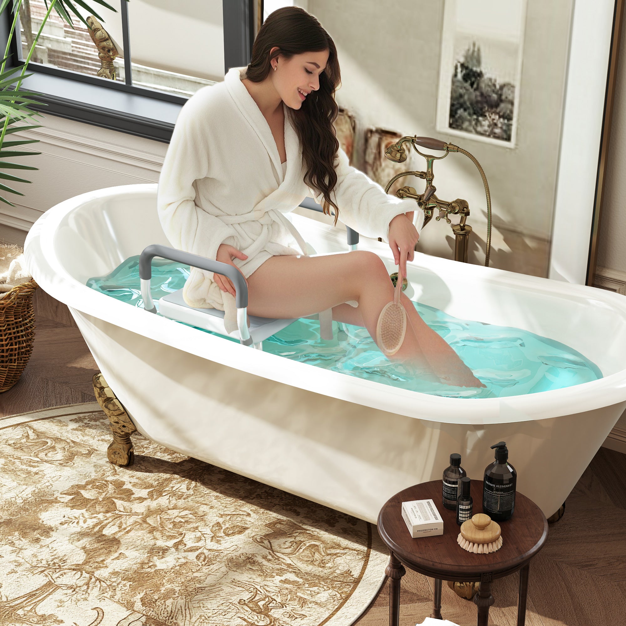 Fynco - 57-69cm Aluminium Frame Bath Seat - Light Blue