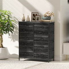 Chest of Ten Fabric Drawers - Black