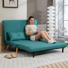 Two-Seater Linen-Look Sofa Bed - Green