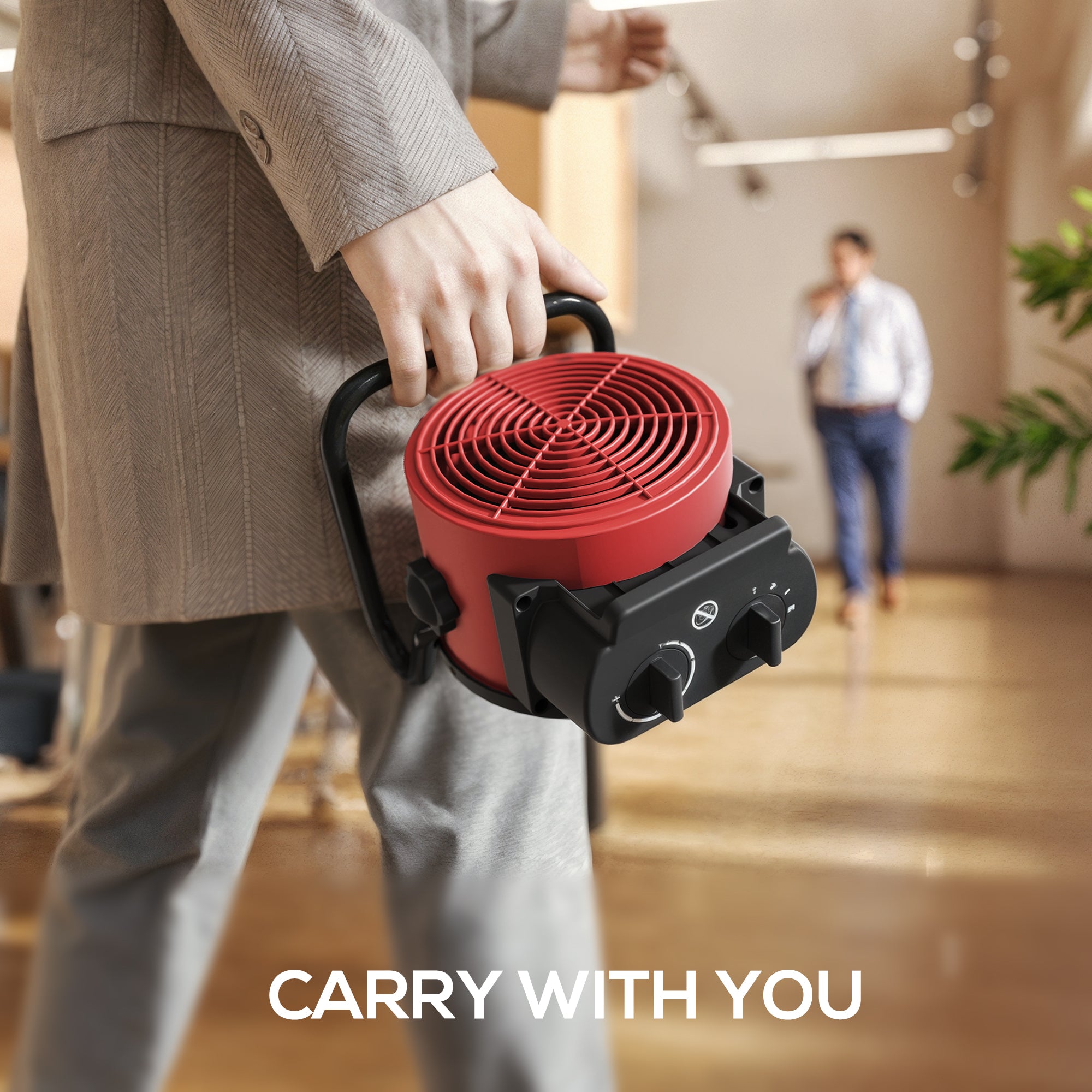 Fynco - 2000W Portable Ceramic Electric Heater with Fan - Red