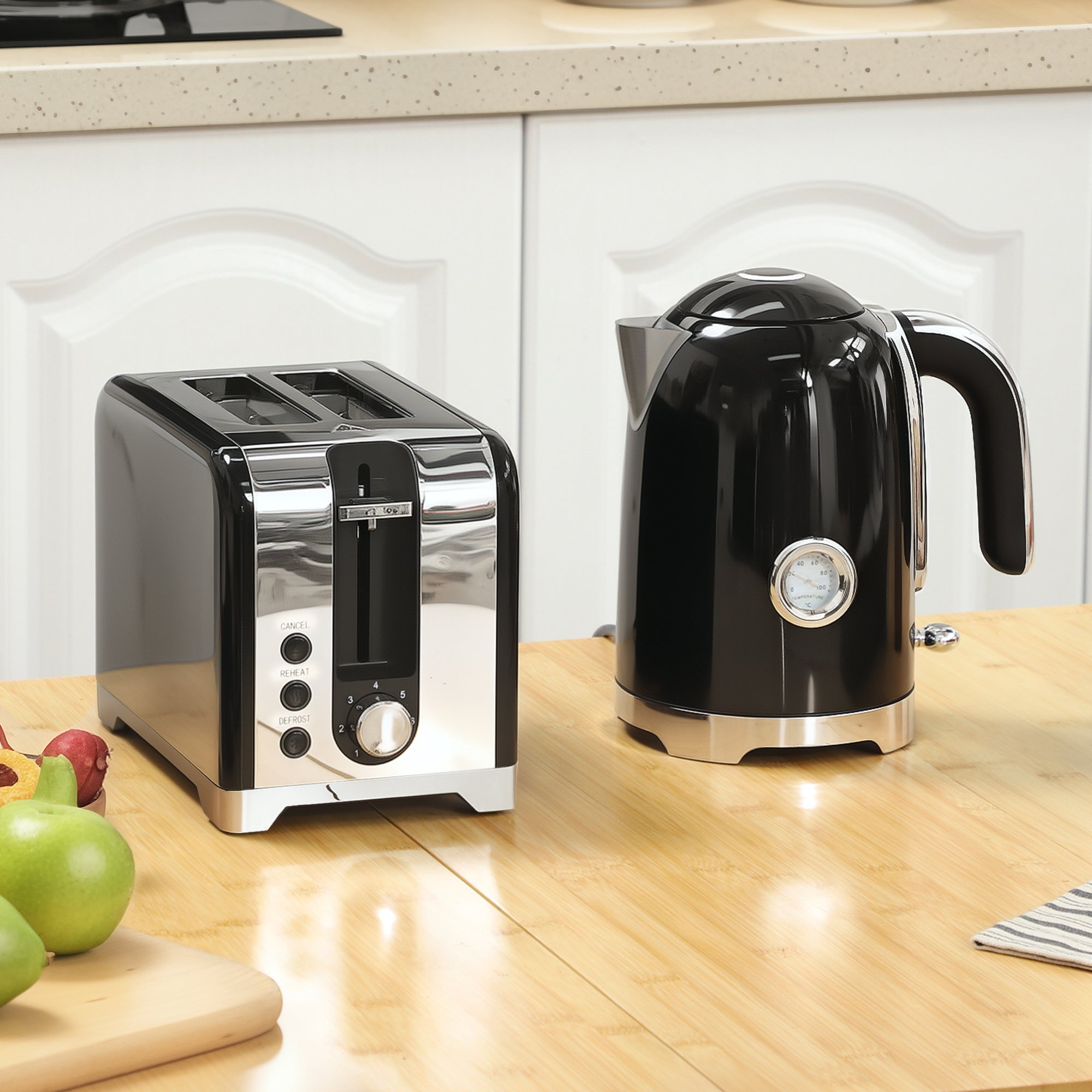 Fynco - Retro Toaster and Kettle Set - Black