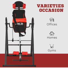 Gravity Inversion Table with Safety Belt Adjustable Hand Stand for Muscle Pain Relief, Red