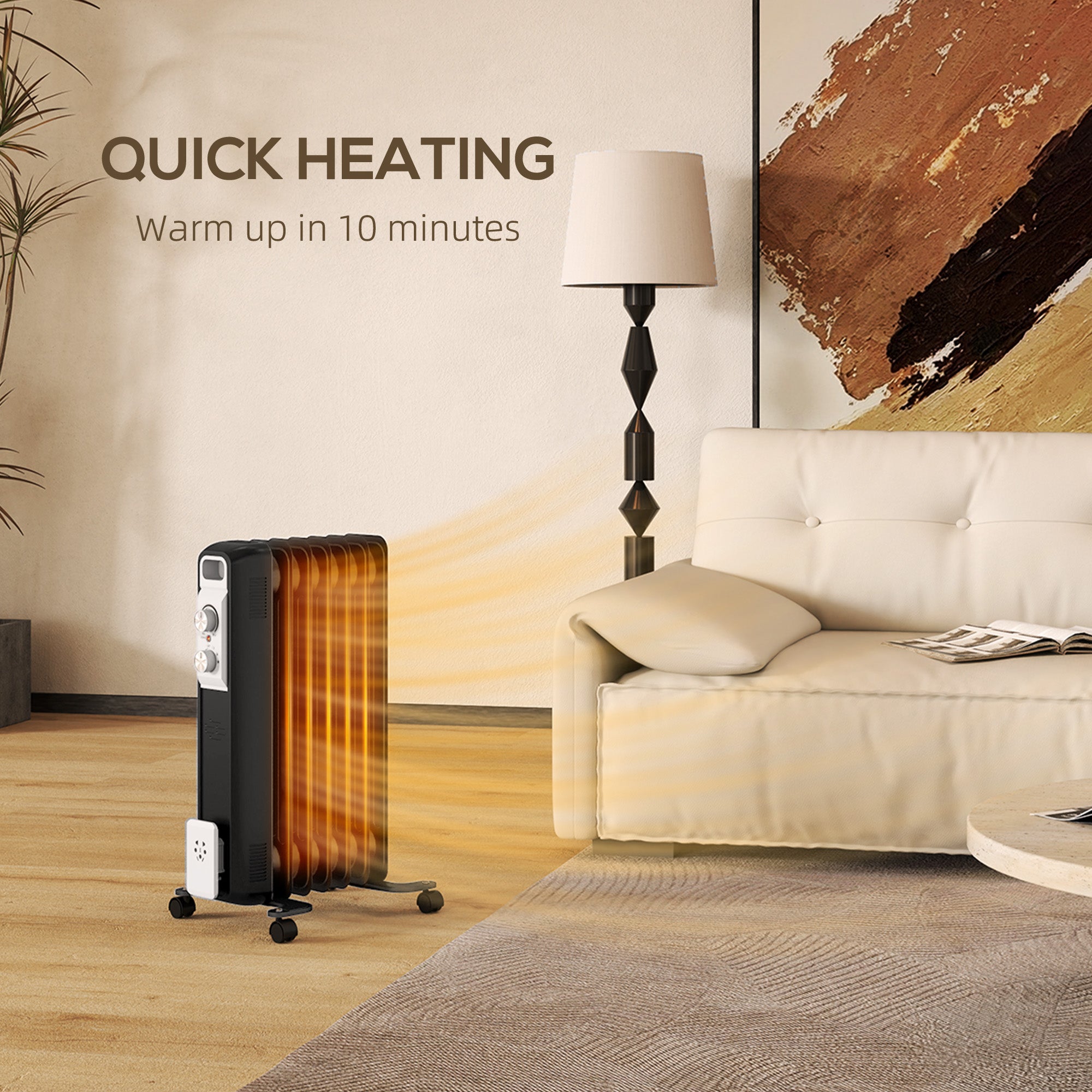 1.5kW Seven Fin Oil-Filled Radiator - Black