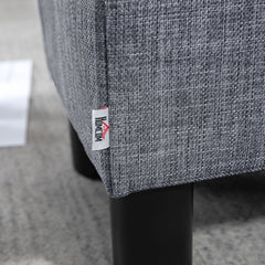 Linen Fabric Footstool Ottoman Cube with 4 Plastic Legs, Grey