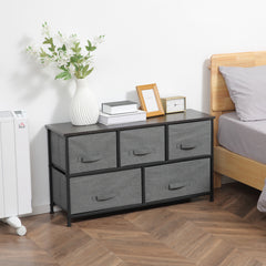 Chest of Five Fabric Drawers - Grey