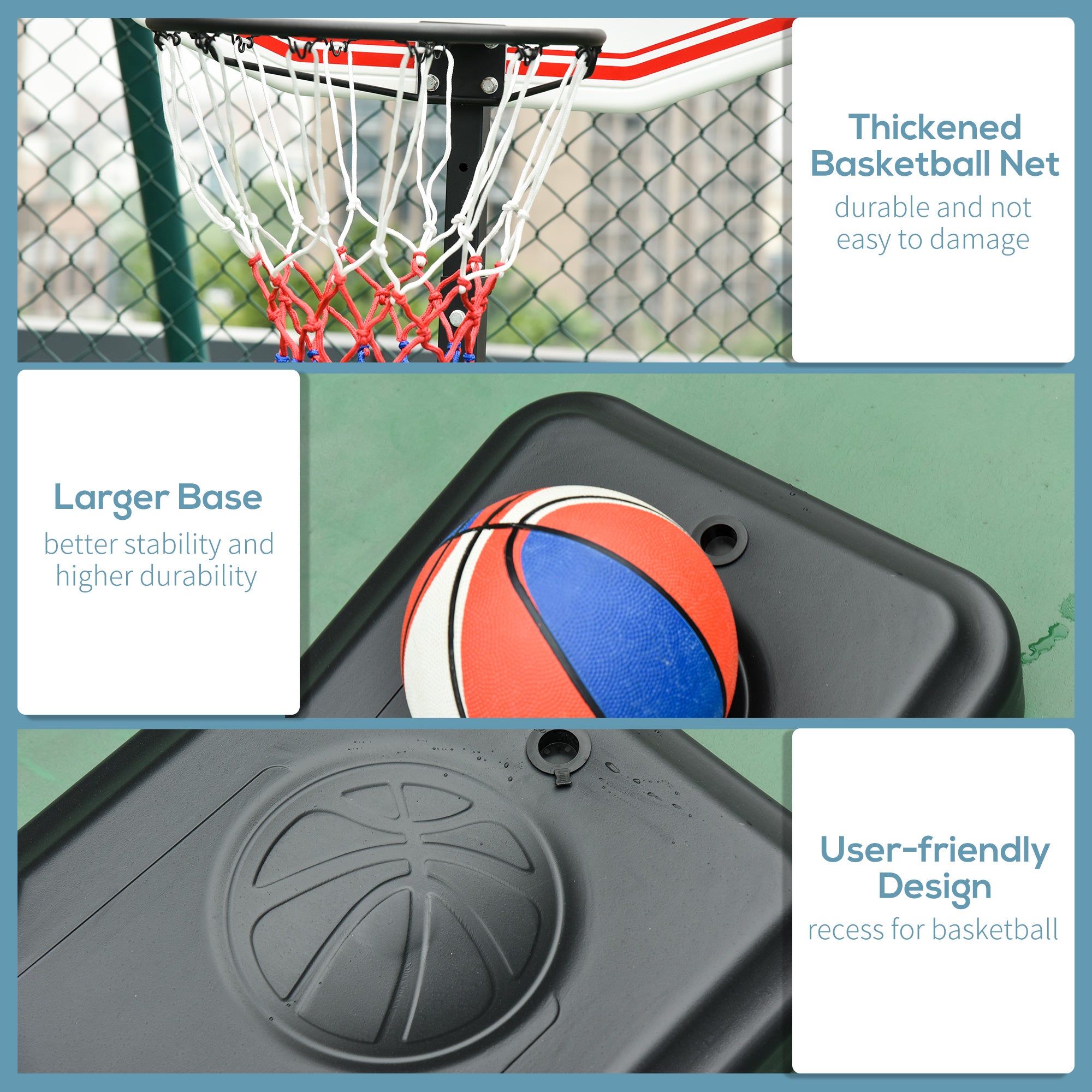 Basketball Hoop Outdoor, Portable Basketball Hoop and Stand with Weighted Base, Portable on Wheels, 1.55-2.1m, for Teens, Juniors, Adults, White