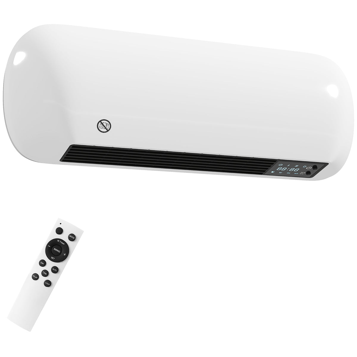 Fynco - 2000W Ceramic Electric Heater with Fan, Adjustable Thermostat, Wall Mounted - White