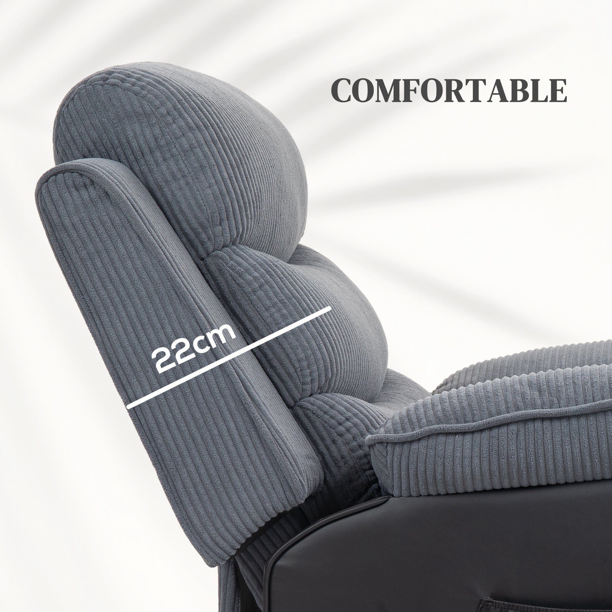 Overstuffed Corduroy Electric Lift Chair - Dark Grey
