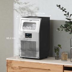Commercial Ice Maker Machine, Freestanding Industrial Ice Cube Maker with Digital Control, Ice Scoop, Self-cleaning, 4kg Ice Storage, 30kg/24 Hours for Home, Office, Bar, Restaurant