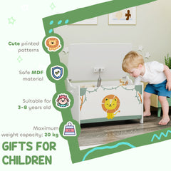 AIYAPLAY Toy Box with Lid, Safety Hinges and Groove Handles, Toy Storage organiser for Kids, Living Room, Playroom, Green