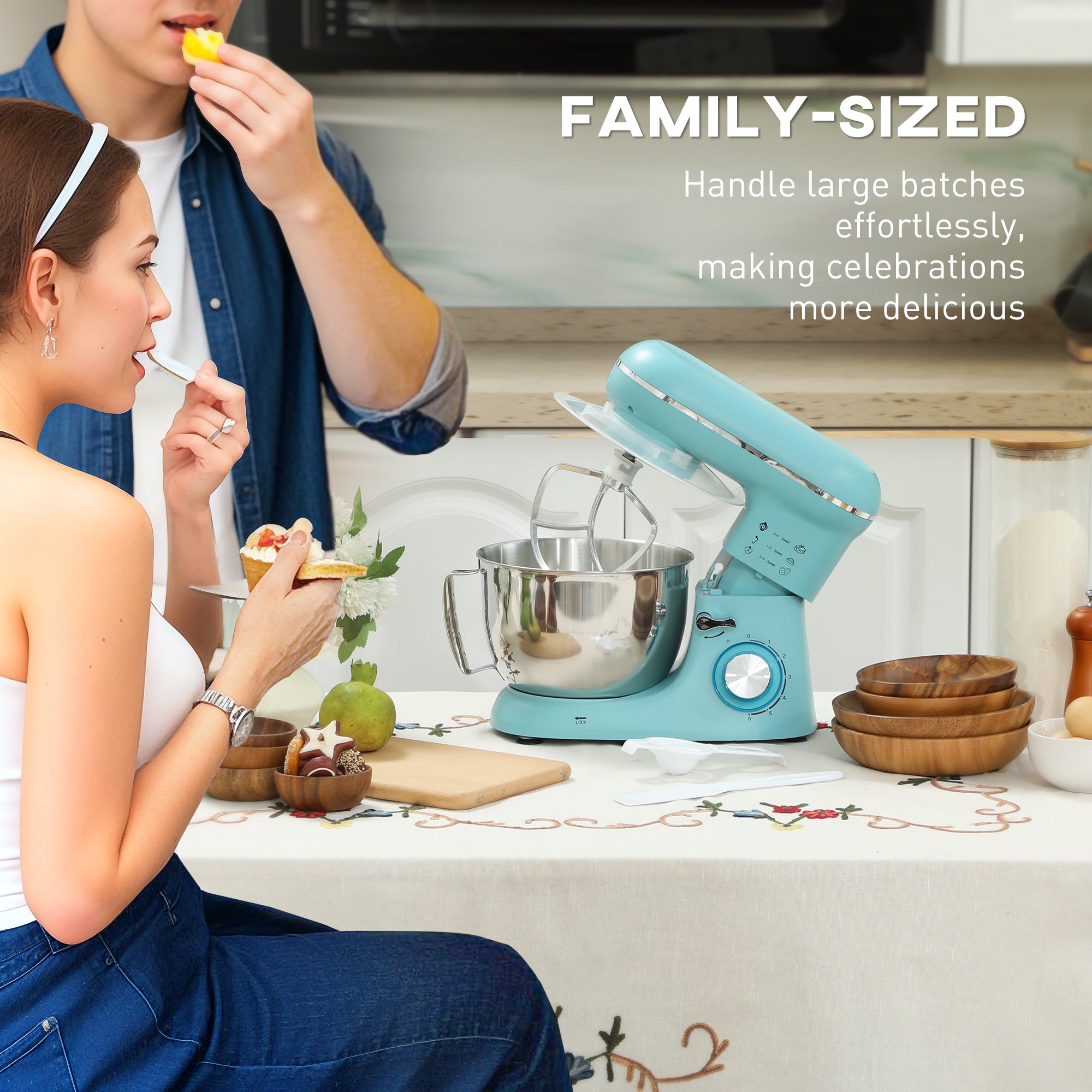 1300W Kitchen Stand Mixer, with Accessories - Blue