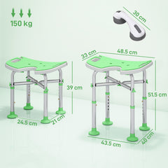 Fynco - 39-51.5cm 'U' Seat Padded Shower Stool - Green