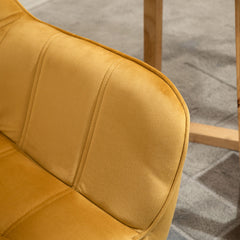 Modern Armchair, Accent Chair with Wide Arms, Slanted Back and Rubber Wood Legs for Living Room, Bedroom, Home Office Yellow
