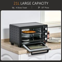 21L Mini Countertop Oven, 100°C-230°C Adjustable Temp - Black