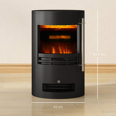 Fynco - 1000W/2000W Freestanding Electric Fireplace, Indoor Heater Fire Stove with Log Burner Effect Flame, Thermostat Control