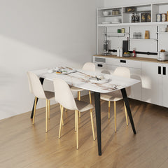 Modern Dining Chairs Set of 4, Kitchen Chairs with Backrest and Steel Legs for Dining Room, Living Room, Khaki