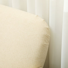 Velvet Feel Fabric 2 Seater Sofa, Small Sofa Loveseat with 21cm Thick Padding and Wood Legs, Cream White