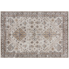 Fynco - Vintage Area Rug, Non-Slip Washable Rug, Flannel Floor Carpet for Living Room, Bedroom, Dining Room, Home Office, 230 x 160 cm, Beige