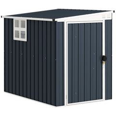 Fynco - 4 x 6ft Garden Metal Shed, Outdoor Storage Shed with Window, 2 Vents and Lockable Door for Garden, Patio, Dark Grey