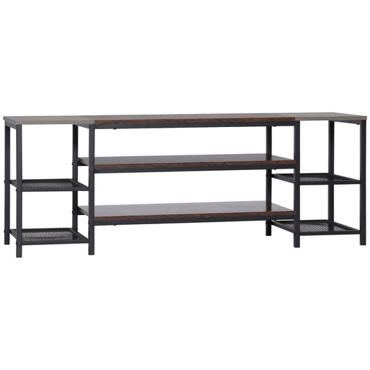 TV Unit Cabinet for TVs up to 60 Inches, Industrial TV Stand with Storage Shelves for Living Room, Brown and Grey