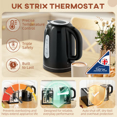 Fynco - Simple Polished Toaster and Kettle Set - Black