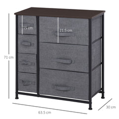 Chest of Drawers with 7 Drawers, Fabric Drawers with Large Storage Space, Drawers Dresser with Metal Frame, Adjustable Feet for Bedroom Living Room, Dark Grey