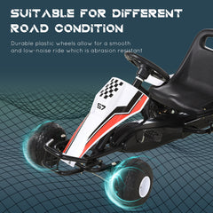 Kids Children Pedal Go Kart Manual Ride On Car w/ Brake Gears Steering Wheel Adjustable Seat 4 Smooth Wheels Racing-Style White 104 x 66 x 57 cm