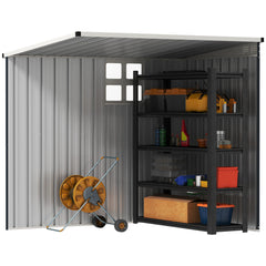 Fynco - 4 x 6ft Garden Metal Shed, Outdoor Storage Shed with Window, 2 Vents and Lockable Door for Garden, Patio, Dark Grey