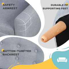 Children's Armchairs Kids Armchair Toddler Chair 2 Seater Wood Frame Mini Sofa for Bedroom Playroom Grey