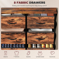 Chest of Eight Fabric Drawers - Rustic Brown