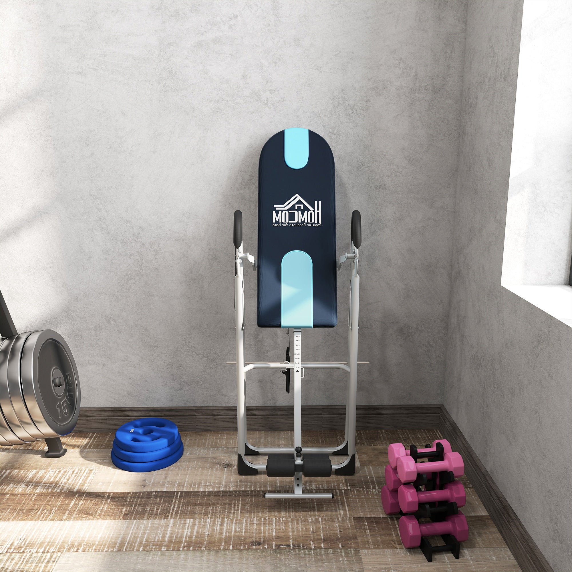 Foldable Gravity Inversion Table Back Therapy Home Fitness Bench Black