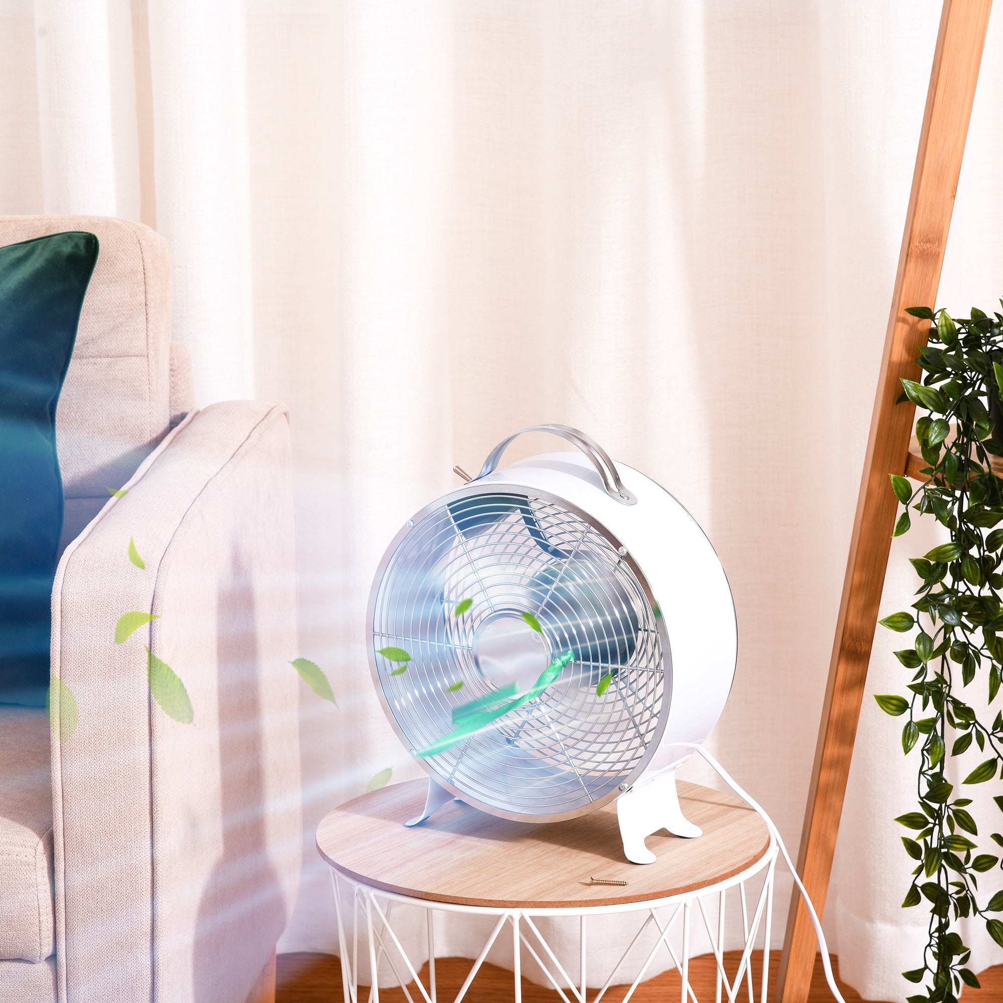 10" 2-Speed Electric Table Desk Fan w/ Safety Guard Anti-Slip Feet Portable Personal Cooling Fan Home Office Bedroom White