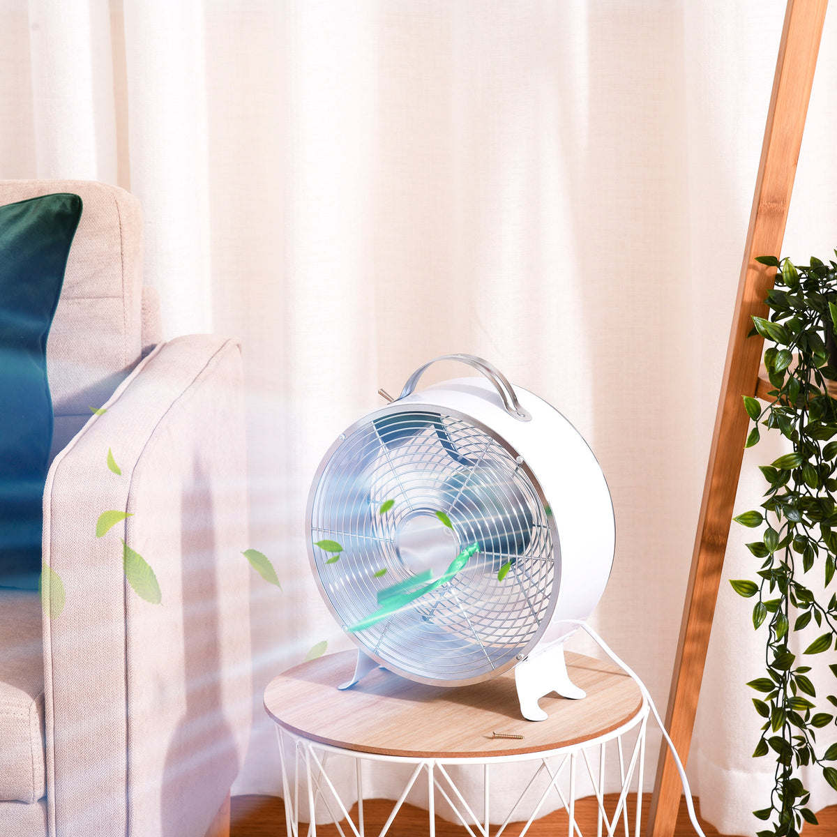 10" 2-Speed Electric Table Desk Fan w/ Safety Guard Anti-Slip Feet Portable Personal Cooling Fan Home Office Bedroom White