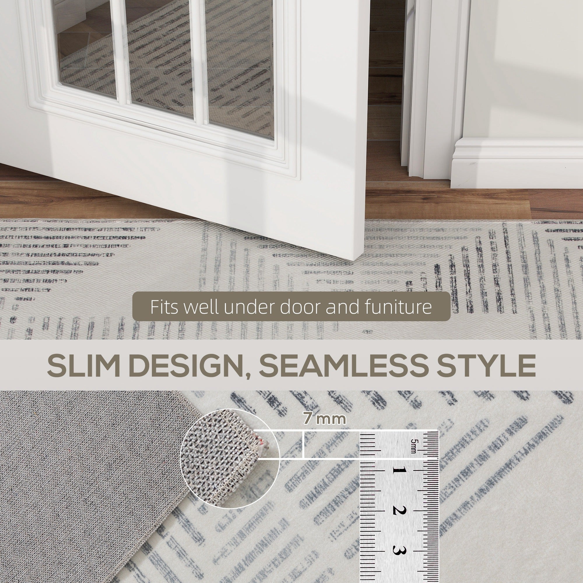 Fynco - Modern Area Rug, Geometric Pattern Non-Slip Washable Rug, Soft Floor Carpet for Living Room, Bedroom, Dining Room, Home Office, 290 x 200 cm, Grey