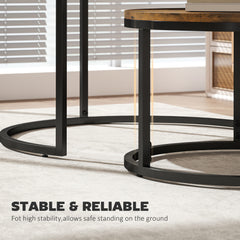 Fynco - Set of Two Wood-Effect Stacking Tables - Rustic Brown