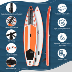 10'6" x 30" x 6" Inflatable Stand Up Paddle Board, Non-Slip Deck Board with Adj Paddle, ISUP Accessories and Carry Bag, for Youth Adults Beginner, White