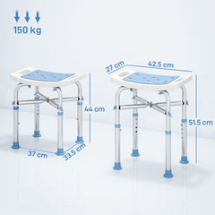 Fynco - 44-51.5cm Aluminium Frame Shower/Bath Stool - Light Blue