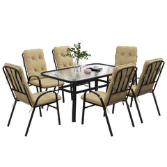 Seven-Piece Garden Dining Set with Cushions - Beige