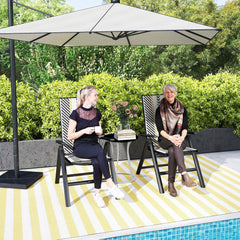 Set of Two Rattan Reclining Garden Chairs - Multicolour