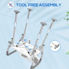 Fynco - EVA Padded Shower Chair for the Elderly and Disabled, Height Adjustable Shower Stool with Back and Arms, 4 Suction Foot Pads, Light Grey