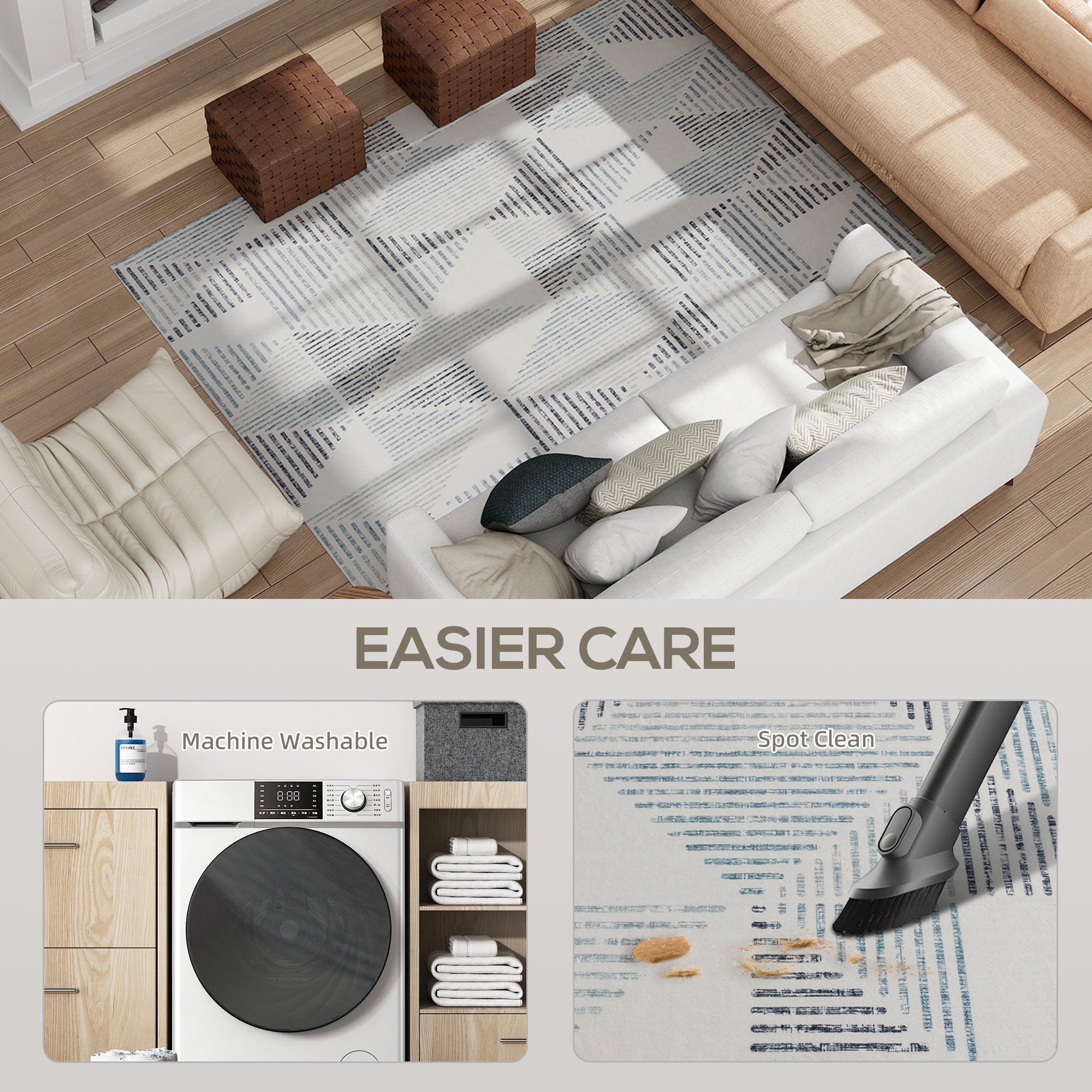 Fynco - Modern Area Rug, Geometric Pattern Non-Slip Washable Rug, Soft Floor Carpet for Living Room, Bedroom, Dining Room, Home Office, 230 x 160 cm, Multi-Coloured