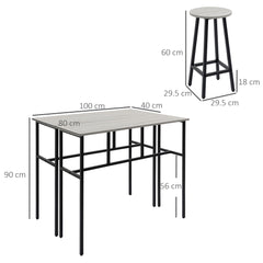 6-Piece Bar Table Set, 2 Breakfast Tables with 4 Stools, Counter Height Dining Tables & Chairs for Kitchen, Living Room, Grey