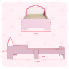 ZONEKIZ Toddler Bed Frame, Princess Bed for Kids, Cloud-Design, 143 x 74 x 55cm - Pink