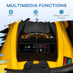 12V Quad Bike ATV with LED Lights, Music, Backrest, Forward, Backward, Yellow