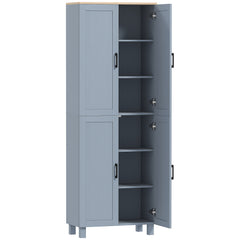 Freestanding Kitchen Cupboard, 4-Door Storage Cabinet with Adjustable Shelves, Modern Kitchen Pantry for Dining Room, 170cm, Grey Wood Effect