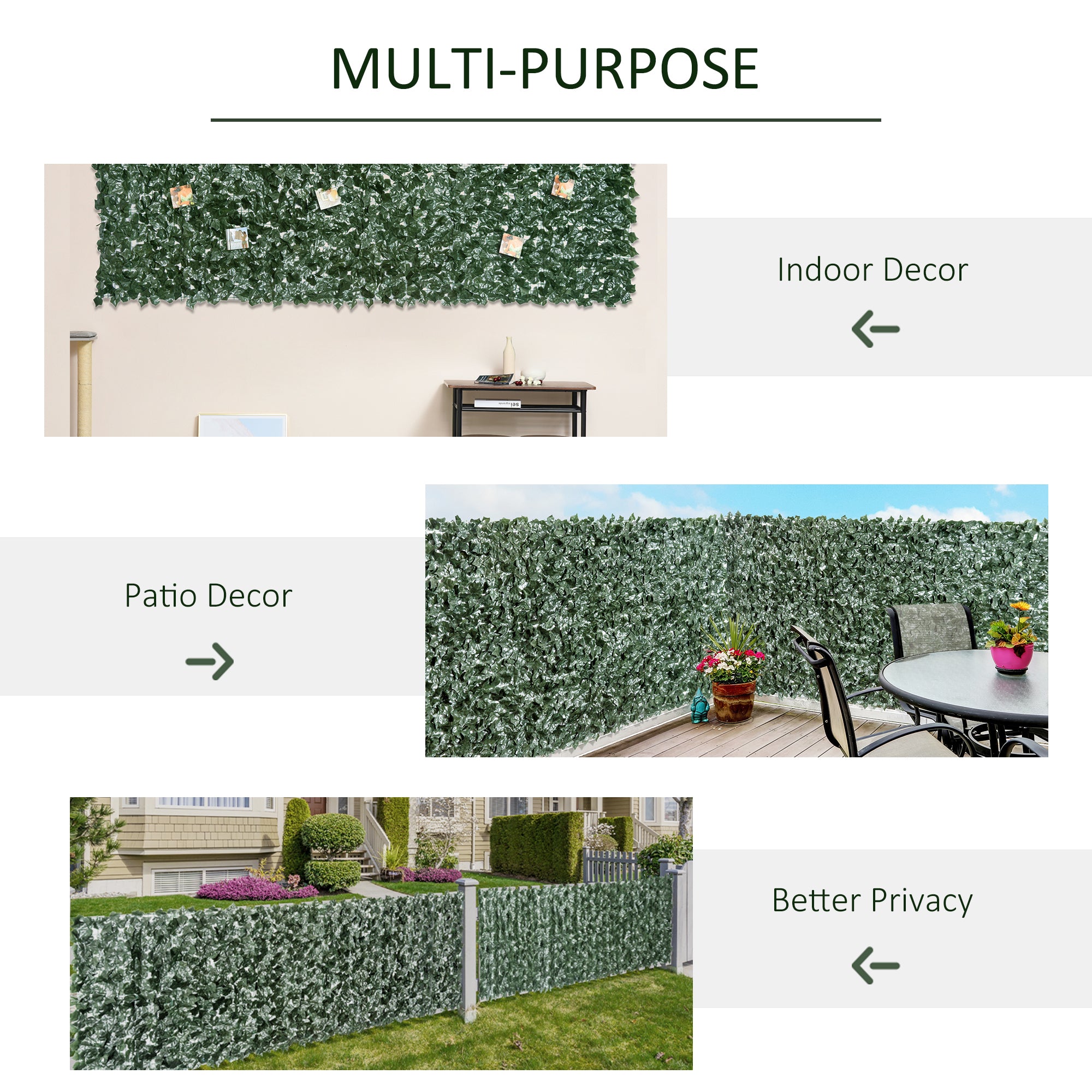 1-Piece Artificial Leaf Hedge Screen Privacy Fence Panel for Garden Outdoor Indoor Decor, Dark Green, 3M x 1.5M