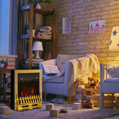 Fynco - Electric Fireplace LED Light Complete Fire Place Heating Indoor Heater Coal Burning Flame Effect Heat 2000W Max