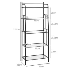 Five-Tier Steel Frame Kitchen Shelving Unit - Black